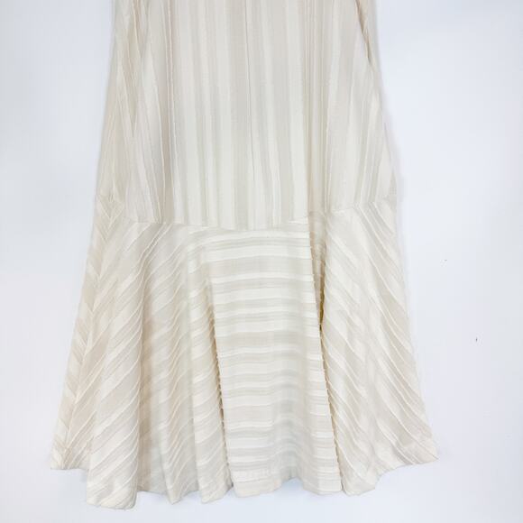 En Saison Laurent Midi Dress Cream Textured High Low Sleeveless Women's Large - Picture 8 of 16
